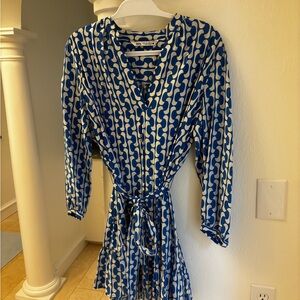 Zara Blue and White Geometric Dress